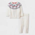 Baby Girls' Snowman Fair Isle Top & Bottom Set - Cat & Jack Cream Newborn, Ivory