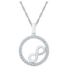Target Round Lab Created White Sapphire Circle Infinity Pendant In Sterling Silver, Women's