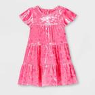 Toddler Girls' Tiered Velour Short Sleeve Dress - Cat & Jack Pink
