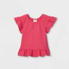 Toddler Girls' Eyelet Short Sleeve Blouse - Cat & Jack Pink