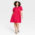 Women's Plus Size Puff Short Sleeve Dress - Who What Wear Red