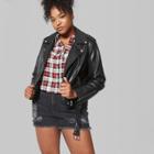 Women's Plus High-rise Destructed Denim Shorts - Wild Fable Black Wash