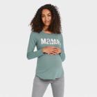 Long Sleeve Mama Bear Graphic Maternity T-shirt - Isabel Maternity By Ingrid & Isabel Teal Blue