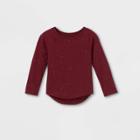 Toddler Girls' Sparkle Long Sleeve T-shirt - Cat & Jack Burgundy