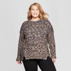 Women's Plus Size Sequin Pullover Sweater - Ava & Viv Black X