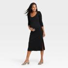 The Nines By Hatch 3/4 Sleeve Ribbed Jersey Maternity Dress Black