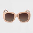 Women's Angular Oversized Square Sunglasses - A New Day Beige