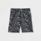 Boys' Shark Print Volley Pull-on Swim Trunks - Art Class Black