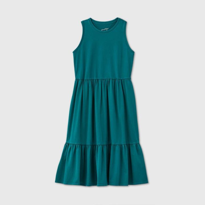 Women's Sleeveless Tiered Tank Dress - Universal Thread Teal