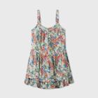 Women's Floral Print Button-front Tiered Trapeze Dress - Wild Fable Green