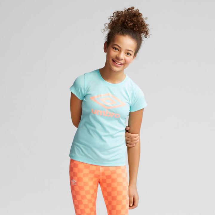 Umbro Girls' Polka Dots Logo Tech T-shirt - Island Blue