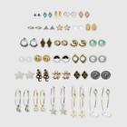 Multi Plate And Stone Earring Set 30pc - Wild Fable , Grey