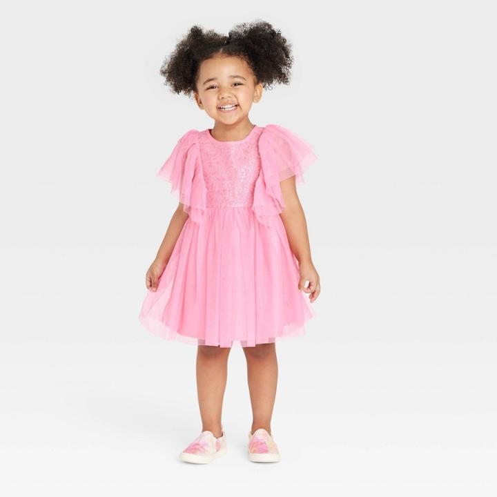 Toddler Girls' Dots Tulle Dress - Cat & Jack Pink