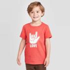 Petitetoddler Boys' Short Sleeve Love Sign Graphic T-shirt - Cat & Jack Red 12m, Toddler Boy's