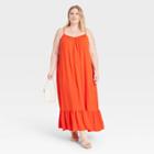 Women's Plus Size Sleeveless Floating Dress - Ava & Viv Red X