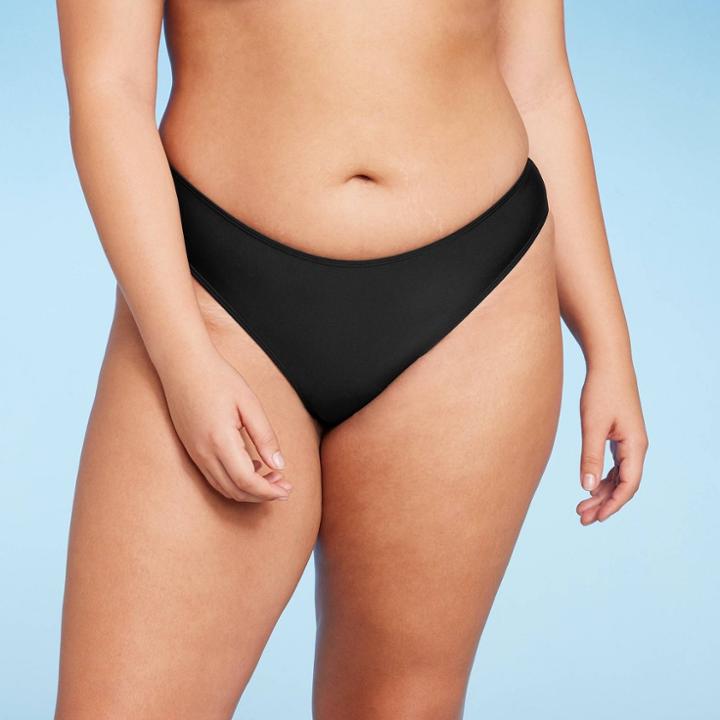 Women's High Leg Ultra Cheeky Bikini Bottom - Wild Fable Black