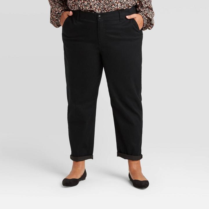 Women's Plus Size Chino Pants - Ava & Viv Black