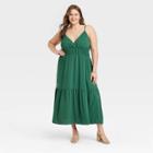Women's Plus Size Sleeveless Tie-back Dress - A New Day Green