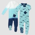 Honest Baby Boys' 2pk Sharks Organic Cotton Snug Fit Footed Pajama