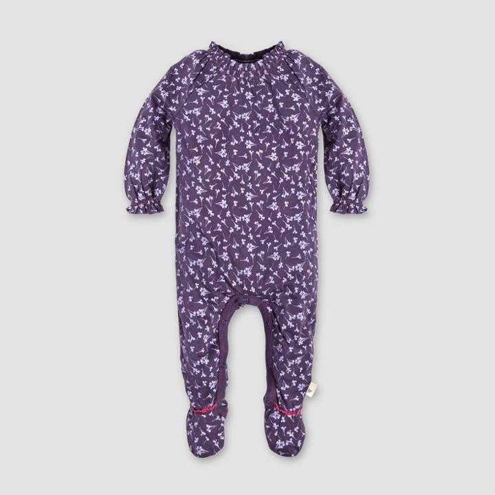 Burt's Bees Baby Baby Girls' Dandelions Footed Coverall - Aubergine Newborn, Purple