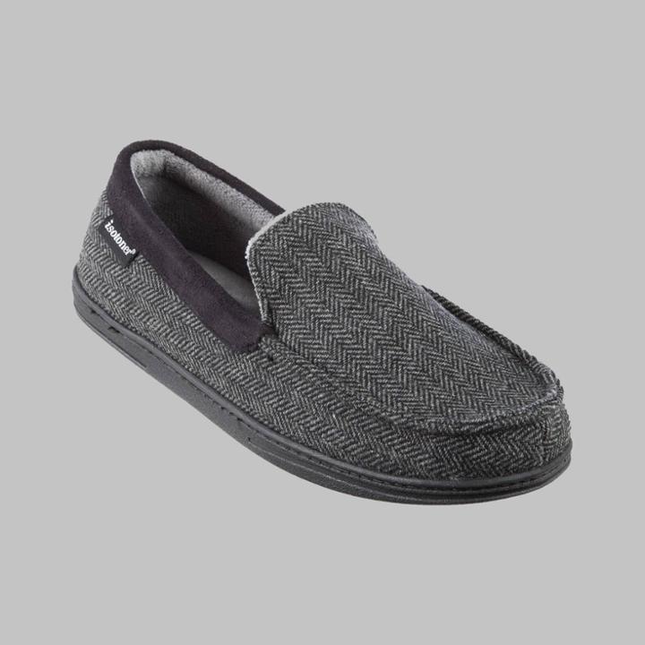 Isotoner Men's Herringbone Logan Moccasin Slippers - Black