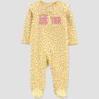 Baby Girls' Floral 'little Sister' Interlock Footed Pajama - Just One You Made By Carter's Gold Newborn
