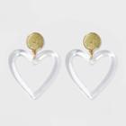 Sugarfix By Baublebar Clear Acrylic Heart Earrings - Clear, Women's