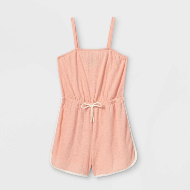 Girls' Tie Waist Sleeveless Romper - Art Class Pink