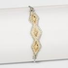 Patterned Seed Bead In Trio Diamond Shape Bracelet - Universal Thread Gray