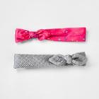Girls' 2pk Print, Quilt Headwraps - Cat & Jack Pink/gray,