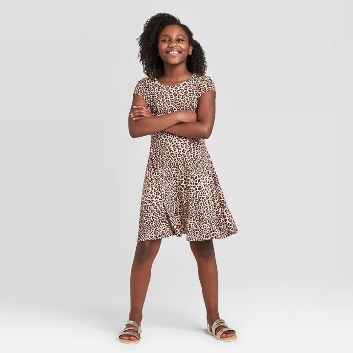 Girls' Ribbed Skater Dress - Art Class Pink