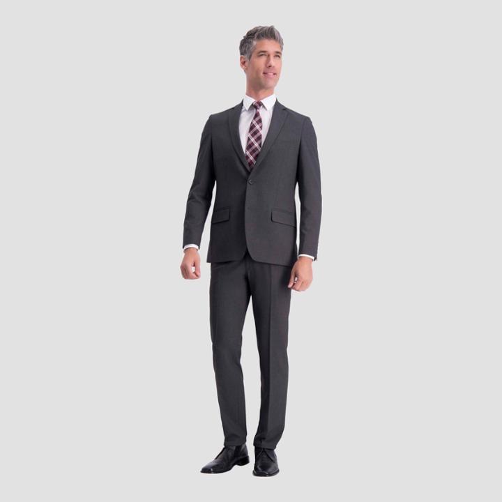 Haggar H26 Men's Slim Fit Premium Stretch Suit Jacket - Charcoal Heather 34