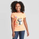 Petitegirls' Short Sleeve Rock Climbing Panda Graphic T-shirt - Cat & Jack Light Coral Xs, Girl's, Orange