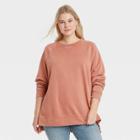 Women's Plus Size Fleece Tunic Sweatshirt - Universal Thread Brown Clay