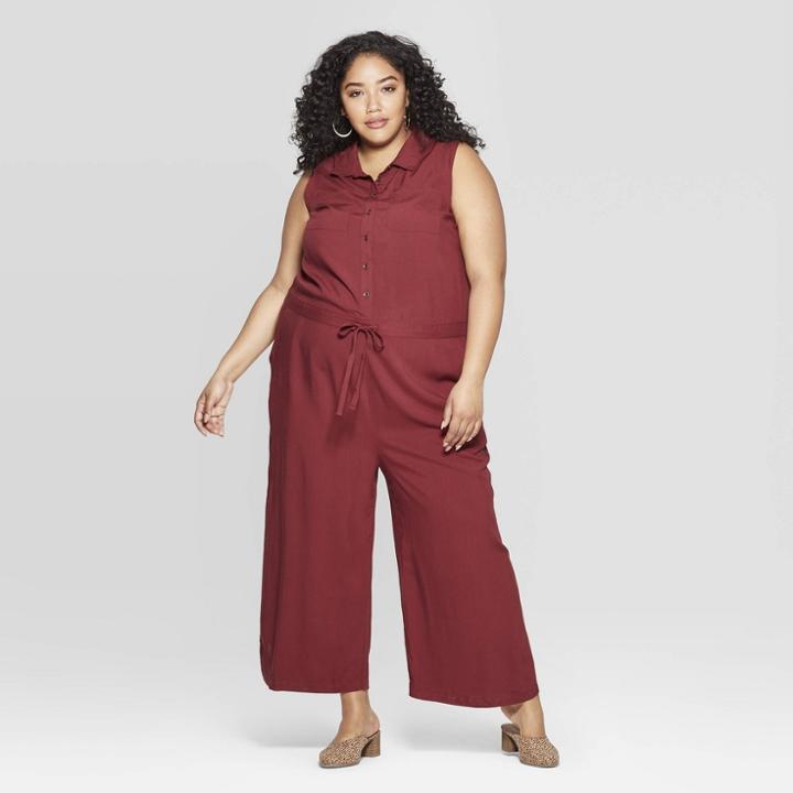Women's Plus Size Sleeveless Utility Jumpsuit - Universal Thread Burgundy (red)