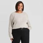 Women's Plus Size 3/4 Sleeve Crewneck Ribbed Pullover Sweater - Ava & Viv Gray X
