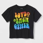 Girls' Boxy Cropped Graphic T-shirt - Art Class Black