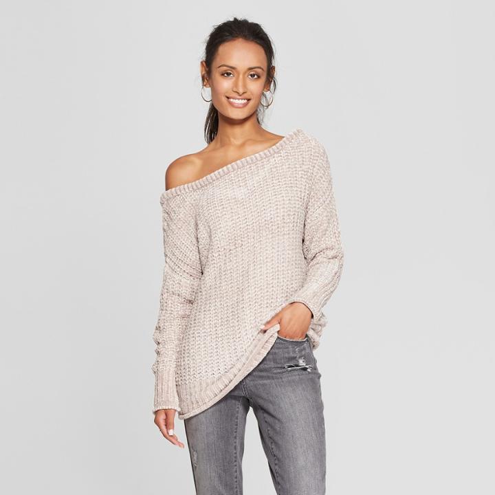 Women's Long Sleeve Chenille Low Back Pullover Sweater - Love @ First Sight (juniors')