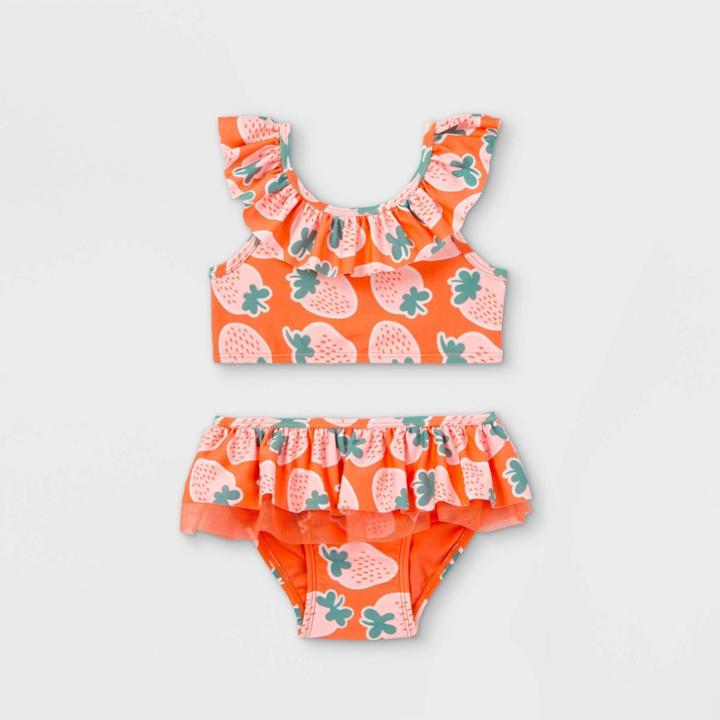 Toddler Girls' 2pc Strawberry Print Bikini Set - Cat & Jack Pink