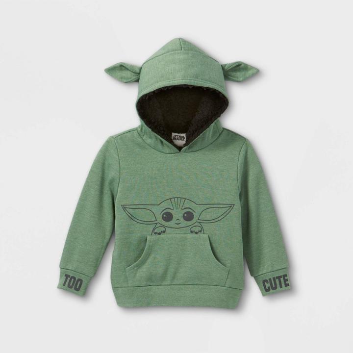 Disney Toddler Boys' Baby Yoda Fleece Hoodie - Green