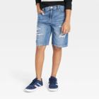 Boys' Destructed Bermuda Jean Shorts - Art Class Dark Wash