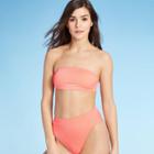 Women's Sustainably Made Ribbed Bandeau Bikini Top - Xhilaration Coral Xs, Women's, Pink