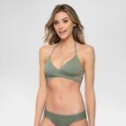 Tori Praver Seafoam Women's Halter Wrap Bikini Swim Top - Army Green - Xs - Tori Praver