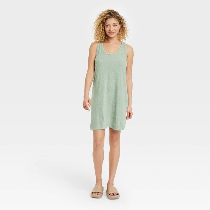 Women's Terry Tank Dress - A New Day Green