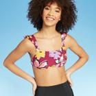 Women's Frill Swim Bikini Top - Sea Angel Floral Xs, Women's, Red