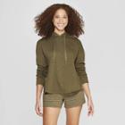 Women's Side Slit Brushed Fleece Hooded Lounge Sweatshirt - Stars Above Green