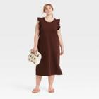 Women's Plus Size Ruffle Tank Dress - Universal Thread Brown