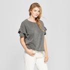 Women's Ruffle Sleeve T-shirt - Universal Thread Gray