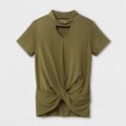 Girls' Front Twist Short Sleeve T-shirt - Art Class Green