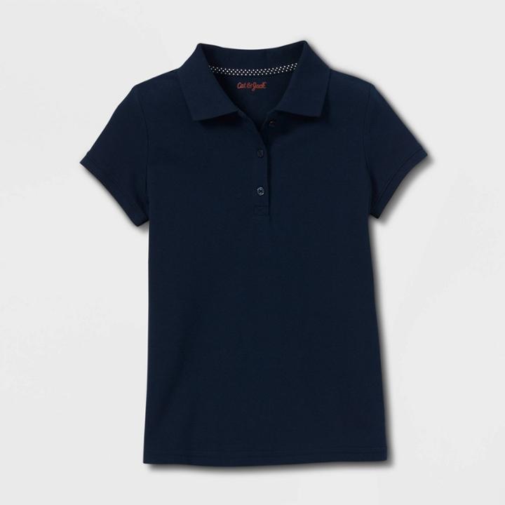 Girls' Short Sleeve Pique Uniform Polo Shirt - Cat & Jack Navy